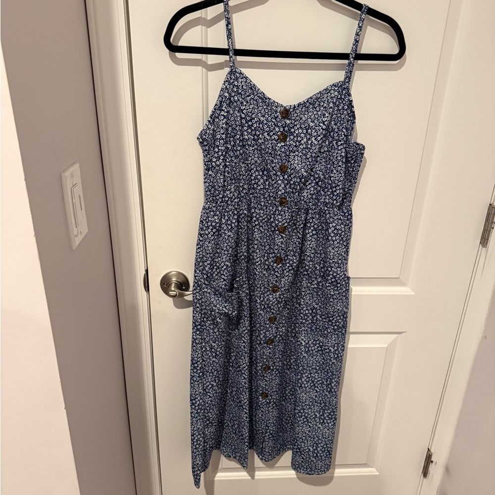 Amazon Blue Floral Button-Front Sundress